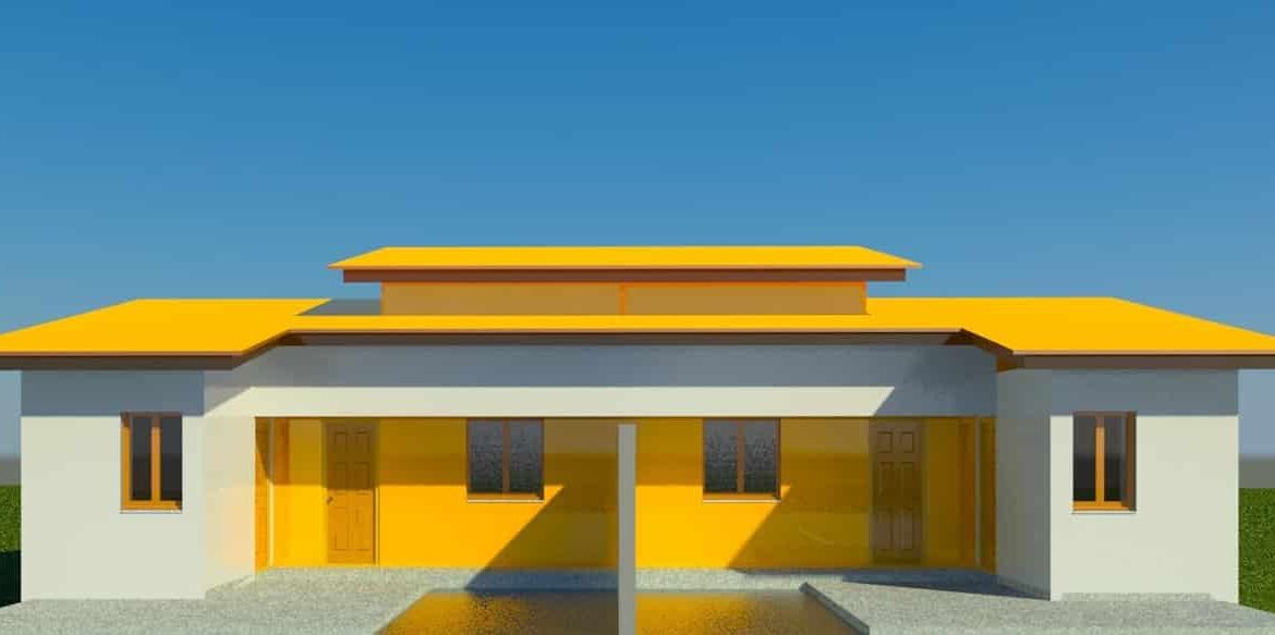 façade principale en 3D 4 pièces type social