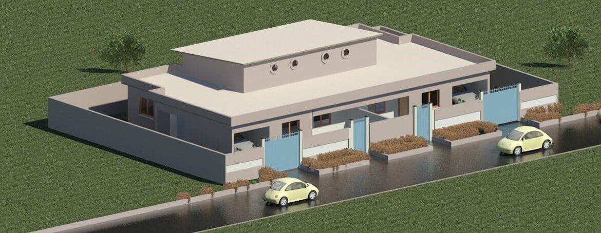 villa 3-4 pièces jumelle type économique façade en 3D