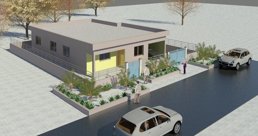 villa 3-4 pièces jumelle type moyen vue en façade 3D standing